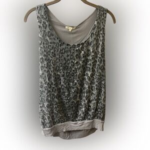 NWT Marty M. Grey cheetah print sequin racer back tank Size Large. #10278